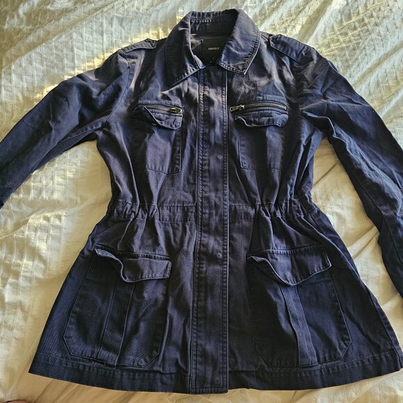 Forever21 "I'm Not Sorry" Utility Jacket - Navy - Sz L - Picture 9 of 13